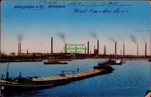 194307 AK Ludwigshafen am Rhein Anilinfabrik Feldpost um 1916