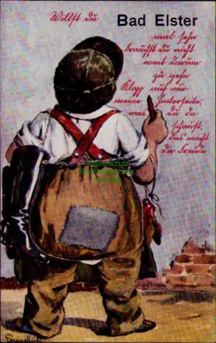 194315 Rucksack AK Bad Elster mit Leporello um 1920