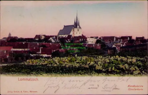 194318 AK Lommatzsch 1907 2954 Brück & Sohn, Meissen Handkolorierte Künstlerkart