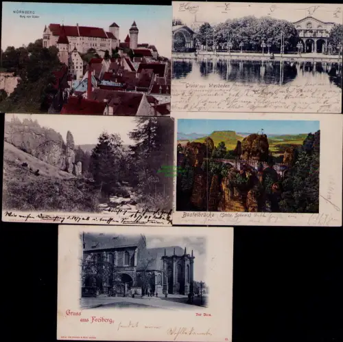 194430 5 AK Bahnpost 1899 - 1910 Dresden - Tetschen Chemnitz - Riesa -Röderau Da