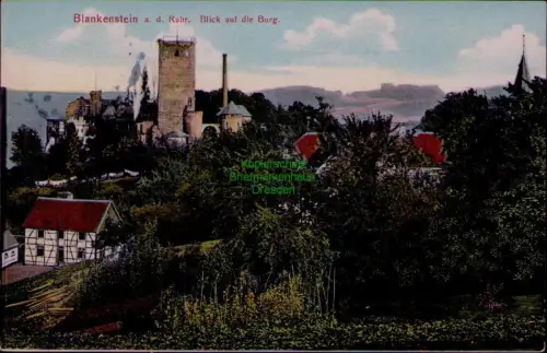 194444 AK Blankenstein a. d. Ruhr Blick auf die Burg 1909 Hotel Petring  Hatting