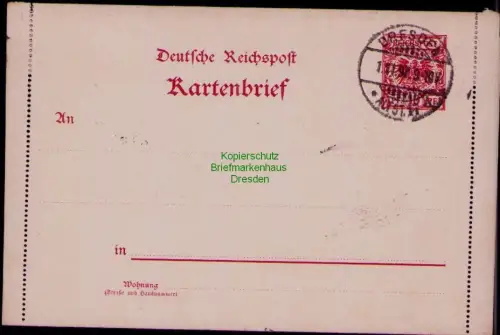 B24403 Kartenbrief K 1 Deutsches Reich Dresden Altst. 17 1899 Rand teilweise ang