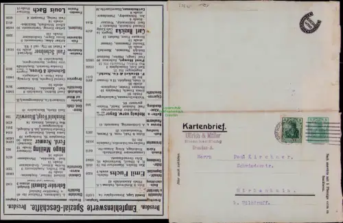 B24353 Ganzsache PP Anzeigen Kartenbrief DR Germania Dresden 1914 Hansa Druckere