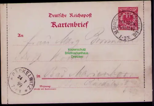 B24402 Kartenbrief K 1 Deutsches Reich 1899 mit SST Sonderstempel Dresden Deutsc
