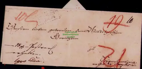 B24415 Faltbrief  Dresden 1826 nach Meissen ohne Inhalt mehrfach taxiert mit Tro