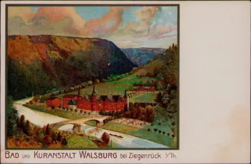 168999 AK BAD  UND KURANSTALT WALSBURG bei Ziegenrück Thür. Litho Künstlerkarte