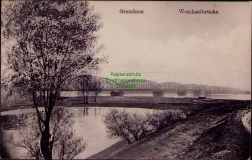 168943 AK Graudenz 1915 Weichselbrücke