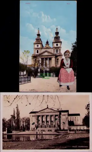 169001 2 AK Posen 1915 Dom Stadttheater um 1935
