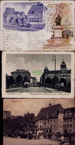 168969 3 AK Heilbronn 1901 MAYER-DENKMAL Hauptpost mit Blick auf die Kaiserstras