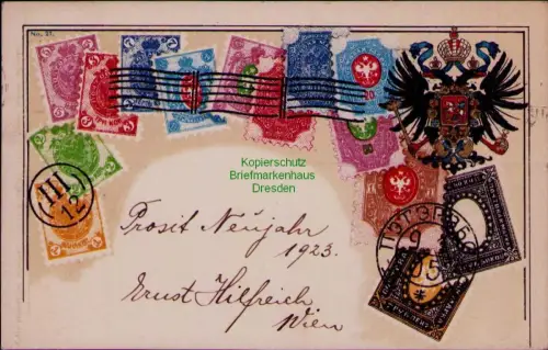169057 AK Philatelie Ansichtskarte St. Petersburg Russland 1905 1923 nach Wien