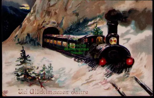 169047 AK Berlin 1910 Viel Glück im neuen Jahre Eisenbahn