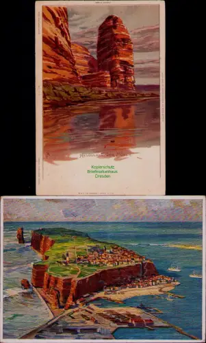 169099 2 AK HELGOLAND DER MÖNCH Litho um 1900 Künstlerkarte 1938
