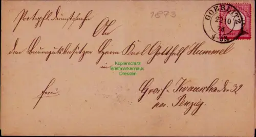 B24474 Faltbrief  Deutsches Reich 19 großes Brustschild 1873 Goerlitz mit Inhalt