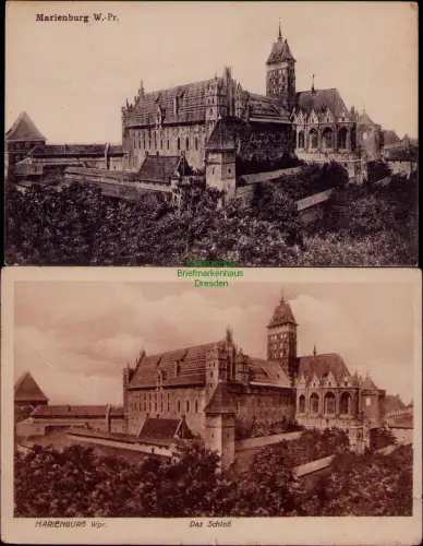 168945 2 AK Marienburg W.-Pr. Wpr. Das Schloß 1917