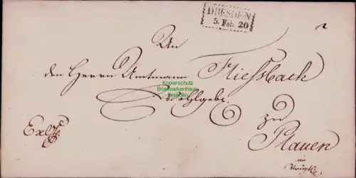 B24412 Faltbrief  Dresden 1820 nach Plauen ohne Inhalt
