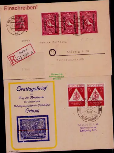 B24468 2x Brief SBZ 204 3x 233 beide Typen Verwendung in Westberlin und 2x 228 2