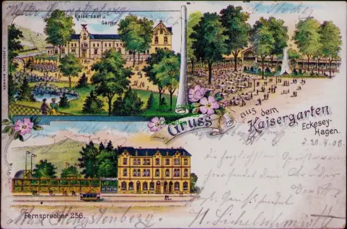 169025 AK Eckesey Hagen 1908 Kaisersaal u. Garten W. Sichelschmitt