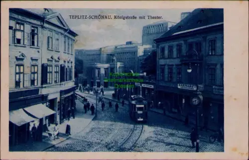 169083 AK TEPLITZ-SCHÖNAU Königstraße mit Theater ZAHNARZT 1942