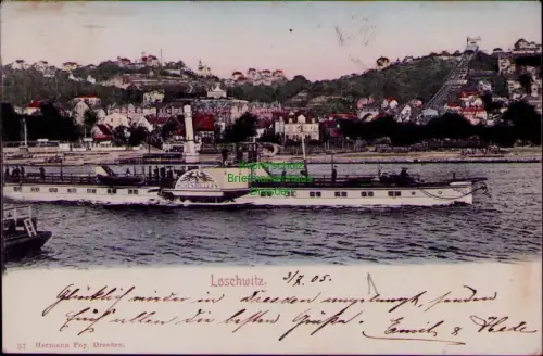 194467 AK Dampfer H OHENZOLLERN Loschwitz 1905 Dresden Hermann Poy, Dresden