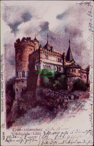 194468 AK  Löwenburg Verlag: Franz Siebert, Cassel, Obere Carlstrasse 1902