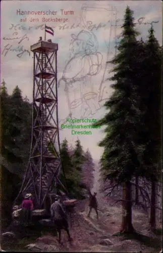194486 AK Hannoverscher Turm Hannover 1912 auf dem Bocksberge