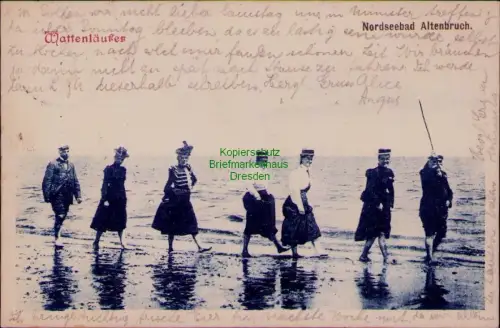 194490 AK Nordseebad Altenbruch Cuxhaven 1914 Wattenläufer