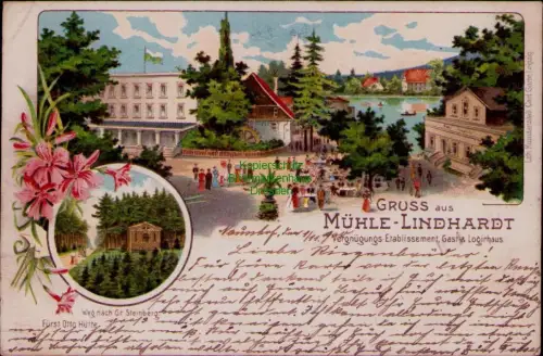 194496 AK Litho 1900 Weg nach Gr. Steinberg Naunhof Sachsen Mühle Lindhardt Küns