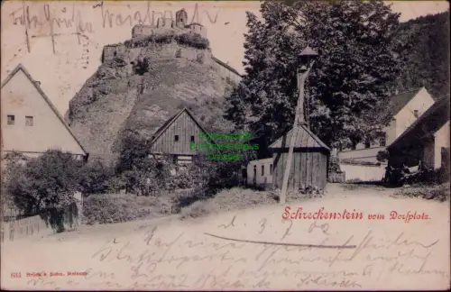 194505 AK Schreckenstein vom Dorfplatz bei Aussig 1902 Verlag 834 Brück & Sohn M