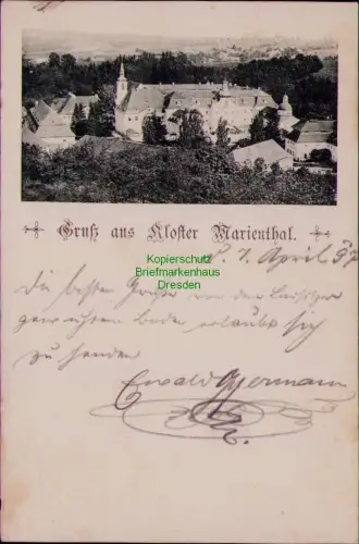 194572 AK Gruß ans Kloster Marienthal 1897   Karte fleckig