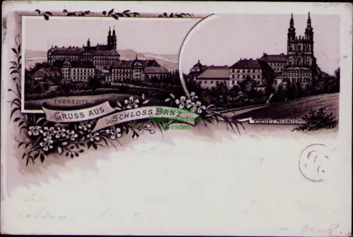 194574 AK THORSEITE Litho GRUSS AUS SCHLOSS BANZ 1898 KIRCHE & PFARRHOF
