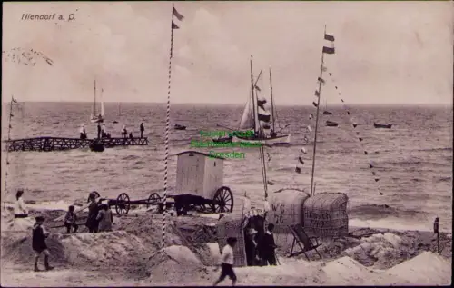 194578 AK Niendorf a. O. Ostsee 1910 Strandkorb Badewagen