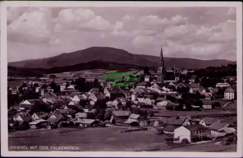 194582 AK ZWIESEL MIT DEM FALKENSTEIN 1942 Bayr. Ostmark