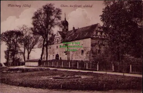 194591 AK Mühlberg (Elbe) um 1915 Chem. kurfürstl. Schloß