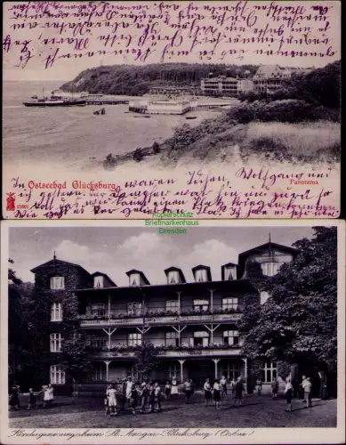 194580 2 AK Ostseebad Glücksburg 1903 Panorama Kindergenesungsheim St. Anagar-Gl