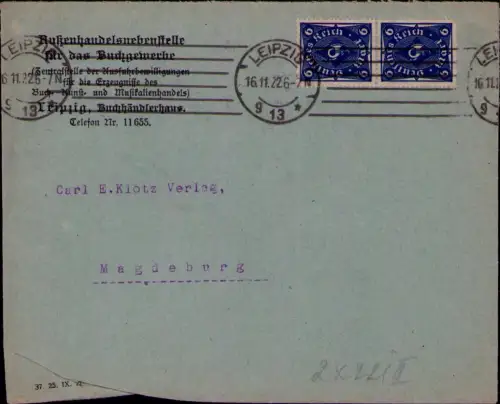 B24614 Brief Deutsches Reich Infla 1922 Leipzig Aussenhandelsstelle für das Buch