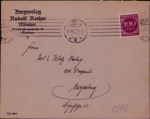 B24681 Brief Deutsches Reich Infla 1923 Bergverlag Rudolf Rother München Nymphen