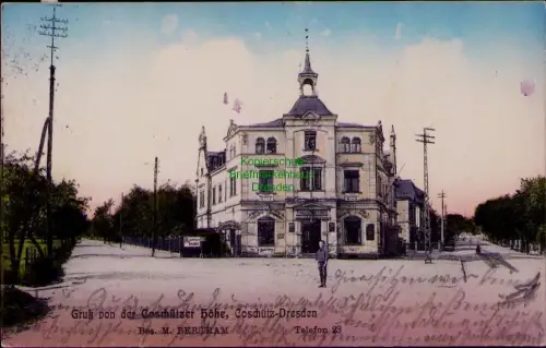 194642 AK Gruß von der Coschützer Höhe Coschütz Dresden Garten Restaurant 1915 B