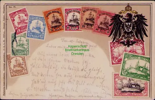 194686 AK Deutsch-Ostafrika Dar-Es-Salaam 1905 Philatelie-Ansichtskarte Schiffsz