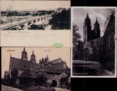 194700 3 AK Magdeburg 1898 Elbbrücke Remtergang Magdeburg Dom 1934
