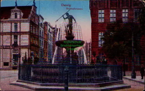 194718 AK Danzig 1917 Neptunbrunnen MSP 93 Kronprinz
