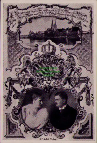 194829 AK Regensburg 1923 Zur Erinnerung an die Vermählung D. Prinzessin Elisabe