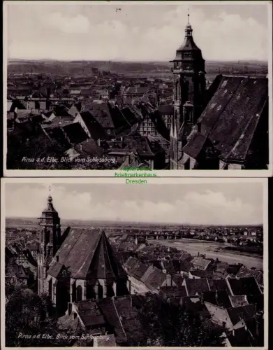 194831 2 AK Pirna a. d. Elbe Blick vom Schlossberg 1940 1941