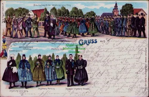194869 AK Trachten aus Hessen Litho 1899 Sonntagskleidung Hüttenberg Kirchen Kle