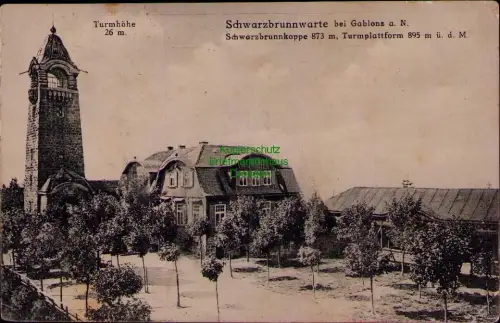 194895 AK Schwarzbrunnwarte bei Gablonz a. N. Jablonec nad Nisou 1927 Neiße Turm