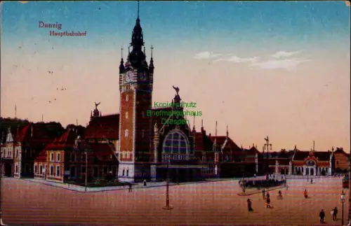 194905 AK Danzig 1918 Hauptbahnhof