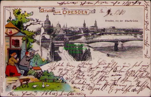 195073 AK Dresden Von der Albertbrücke 1900 Edgar Schmidt, Kunstverlagsanstalt D