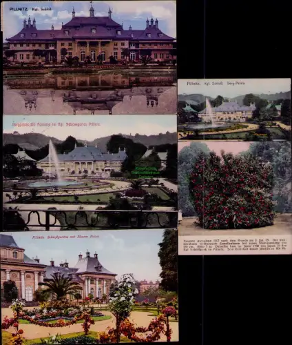 195113 4 AK Bergpalais mit Fontaine im Kgl. Schlossgarten Pillnitz 1912 1908 192