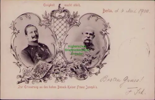 195198 AK Berlin 1900 Zur Erinnerung an den hohen Besuch Kaiser Franz Joseph's E