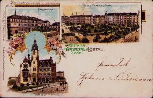 169105 AK Dresden Löbtau Bürgerschule Nostiz Wallwitz Platz Verlag A.0. Dähne, L