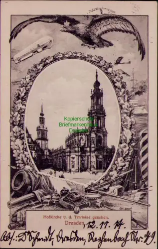 185315 AK Dresden 1914 Hofkirche v. d. Terrasse gesehen